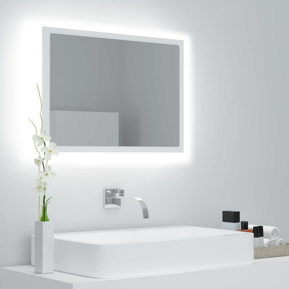 vidaXL Bathroom Mirror LED Wall Mounted Vanity Mirror for Powder Room Acrylic
