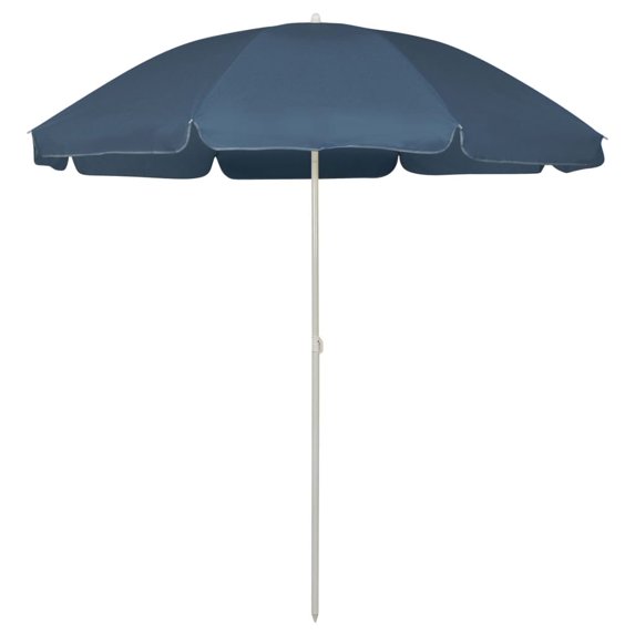 vidaXL Beach Parasol Blue Polyester Medium Tiltable Beach Parasol