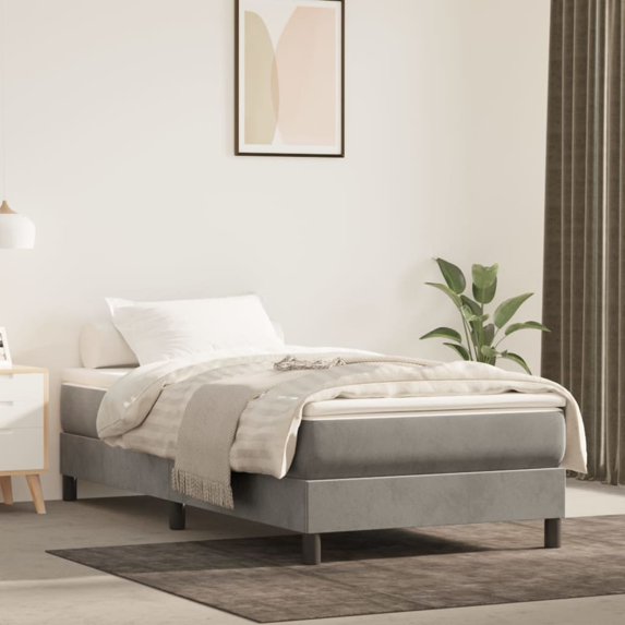 vidaXL Bed Frame Box Spring Platform Bed with Mattress for Bedroom Velvet