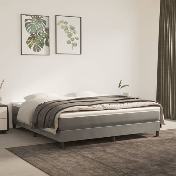 vidaXL Bed Frame Box Spring Platform Bed with Mattress for Bedroom Velvet