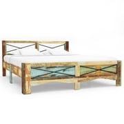 vidaXL Bed Frame Double Bed Platform Frame with headboard Solid Reclaimed Wood