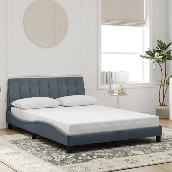 vidaXL Bed Frame with Headboard Mattress Foundation Bedroom Furniture Velvet