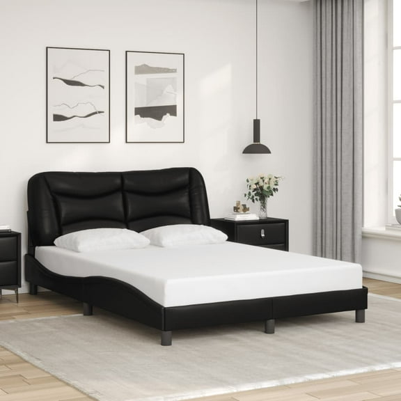 vidaXL Bed Frame with Headboard Mattress Foundation Furniture Faux Leather
