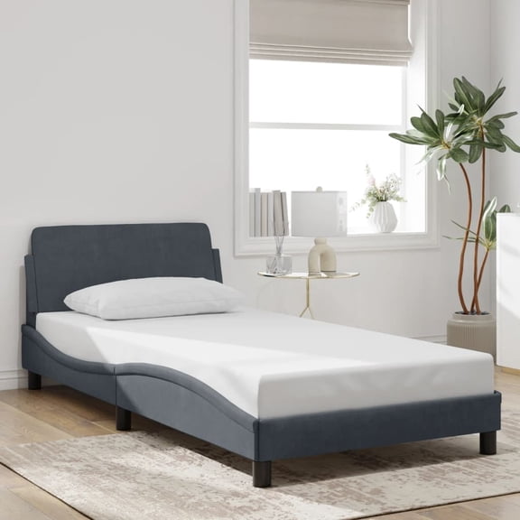 vidaXL Velvet Platform Bed Frame with Headboard for Bedroom