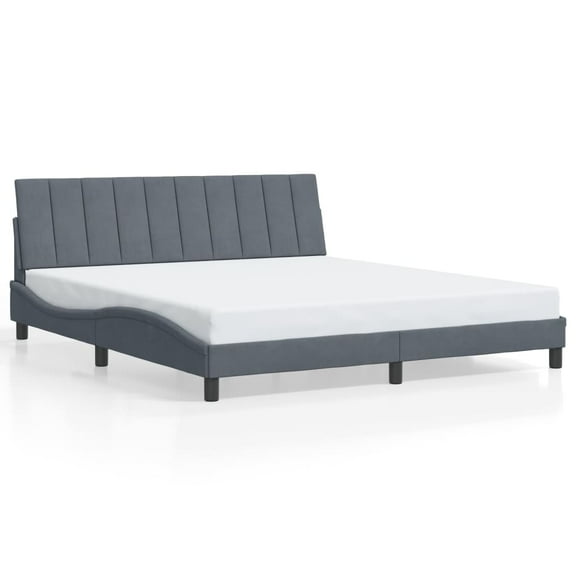 vidaXL Bed Frame without Mattress Dark Gray 72"x83.9"Velvet