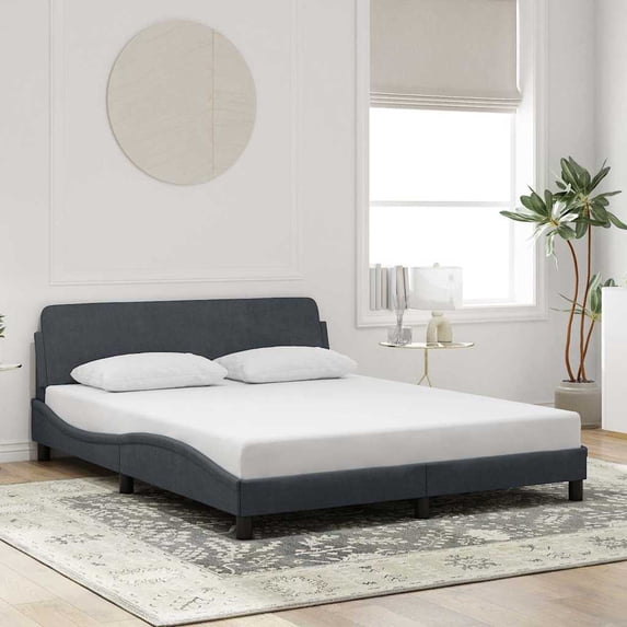 vidaXL Bed Frame without Mattress Platform Bedstead Bed Base Dark Gray Velvet