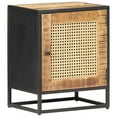 thumbnail image 1 of vidaXL Bedside Cabinet 15.7"x11.8"x19.7" Rough Mango Wood and Natural Cane, 1 of 11