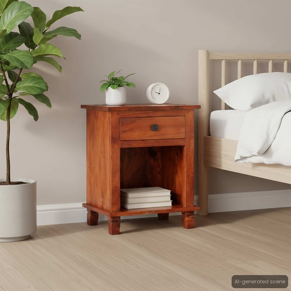 vidaXL Bedside Cabinet 15.7x11.8x19.7" Solid Acacia Wood