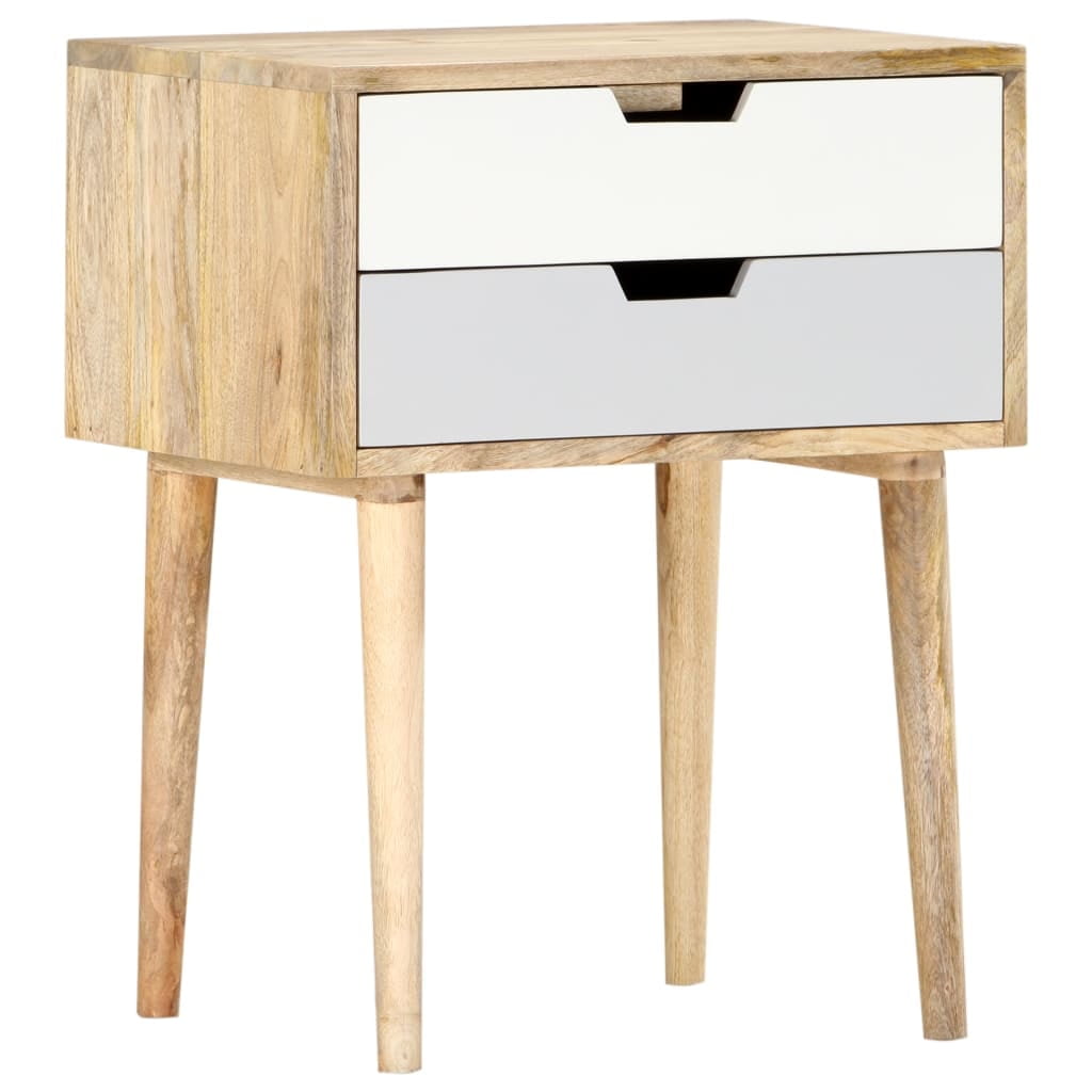 Scandinavian Mango Wood Nightstand with Colorful Drawers
