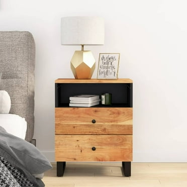 vidaXL Bedside Cabinet 19.7"x13"x24.4" Solid Wood Acacia&Engineered Wood