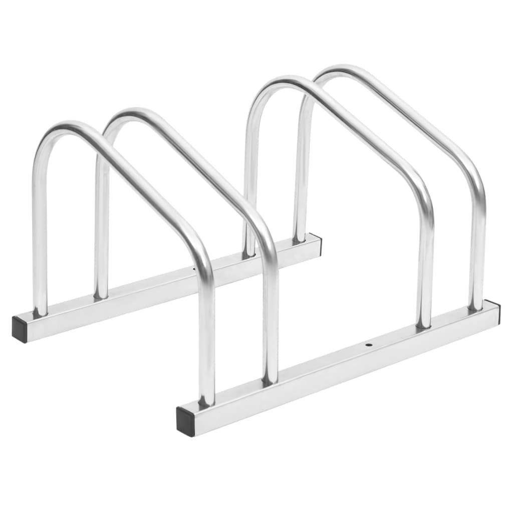 VidaXL Freestanding Bike Stand For 2 Bicycles - Galvanized Steel, Space-Saving High-Low Design, For Indoor/Outdoor 5 thumbnail image