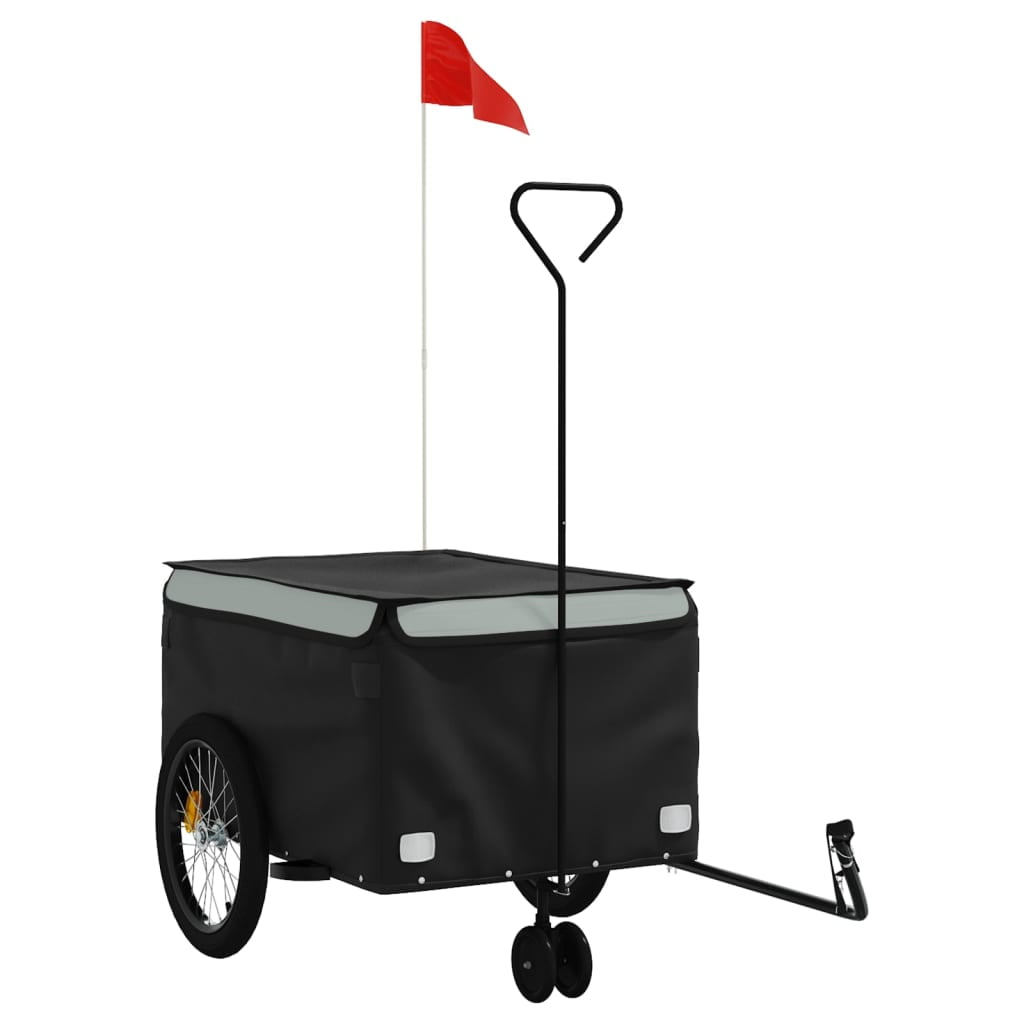 Red and Black Iron Bicycle Cargo Trailer with Tow Bar