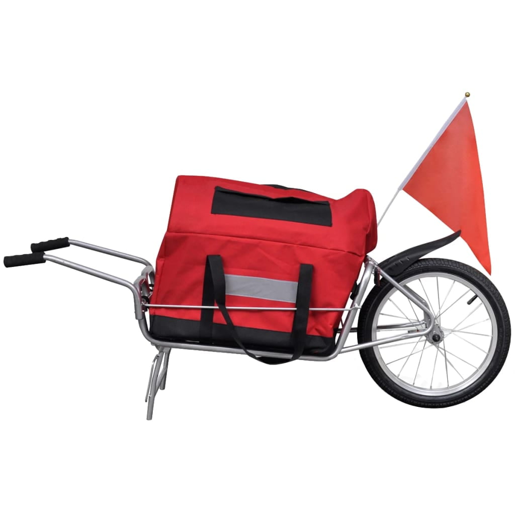 Red Polyester One-Wheel Bike Cargo Trailer with Storage Bag