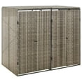 thumbnail image 1 of vidaXL Poly Rattan Double Wheelie Bin Shed Gray 55.1"x31.5"x46.1", 1 of 7