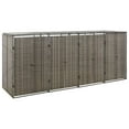 thumbnail image 1 of vidaXL Quadruple Wheelie Bin Shed Gray 107.9"x31.5"x46.1" Poly Rattan, 1 of 7