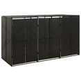 thumbnail image 1 of vidaXL Triple Wheelie Bin Shed Black 81.5"x31.5"x46.1" Poly Rattan, 1 of 6