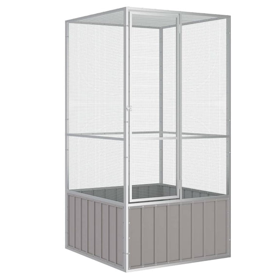 vidaXL Bird Cage Grey Galvanized Steel Large Bird Cage Rectangular 43.7"x42.1"x83.3"