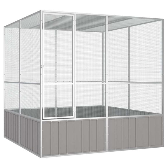 vidaXL Bird Cage Grey Galvanized Steel Large Bird Cage Rectangular 84.1"x85.6"x83.3"