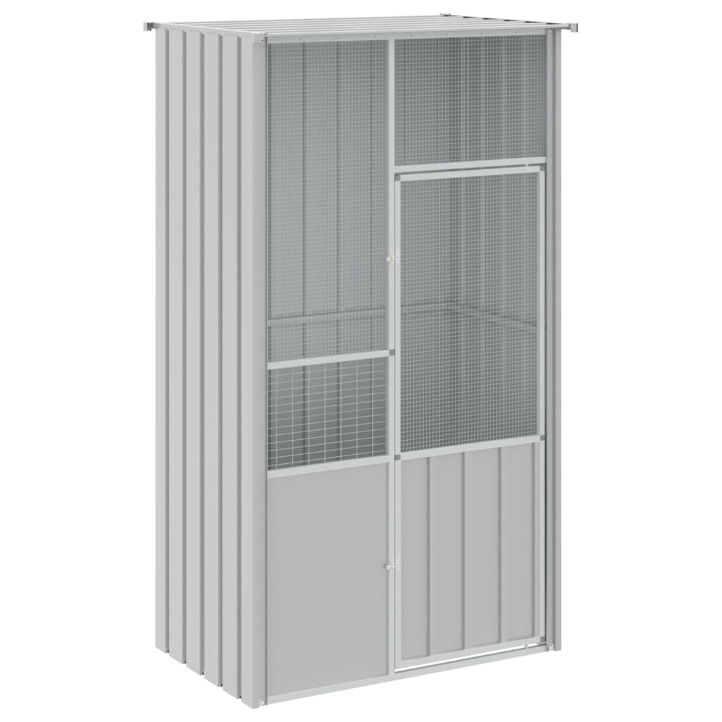 vidaXL Bird Cage Outdoor Bird Aviary Large Parrot Cage House Galvanized ...