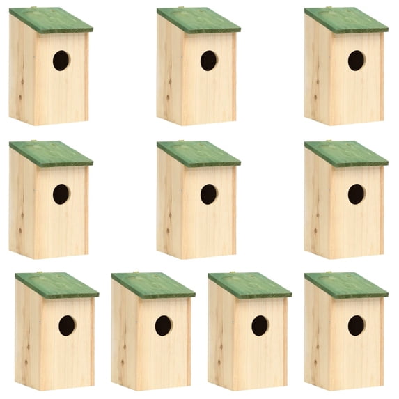 vidaXL Bird Houses 10 pcs Solid Firwood 4.7"x4.7"x8.7"