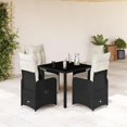 thumbnail image 1 of vidaXL Bistro Set Black Poly Rattan, Powder-Coated Steel, Tempered Glass, 1 of 6