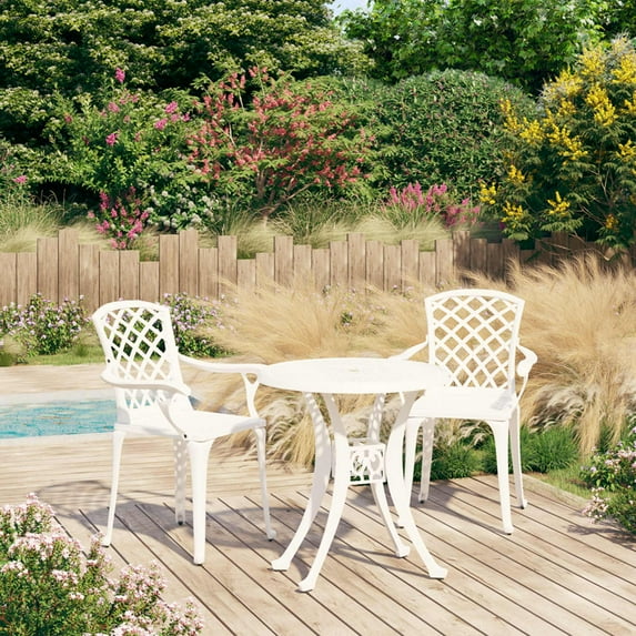 vidaXL 3 Piece Bistro Set Cast Aluminum White