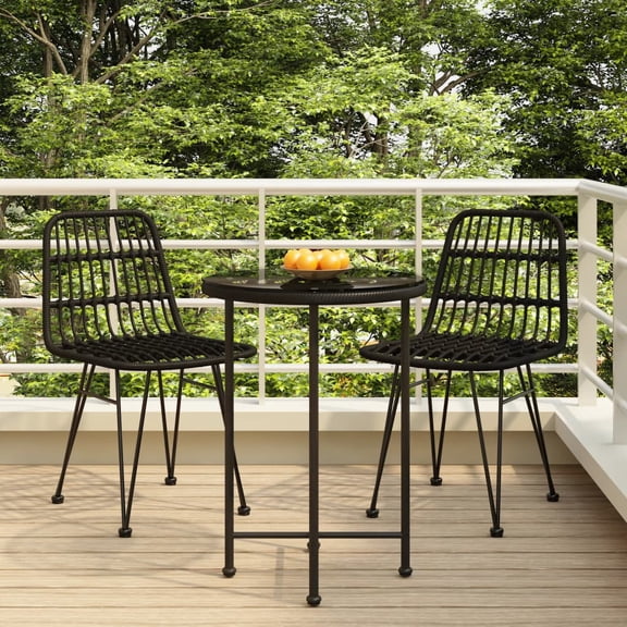 vidaXL Bistro Set Outdoor Patio Balcony Table and Chairs Rattan Look 3 Piece