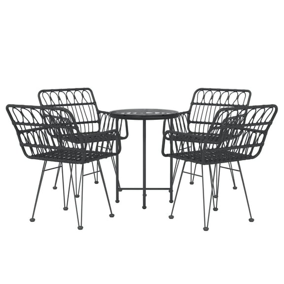 vidaXL Bistro Set Outdoor Patio Balcony Table and Chairs Rattan Look 5 Piece