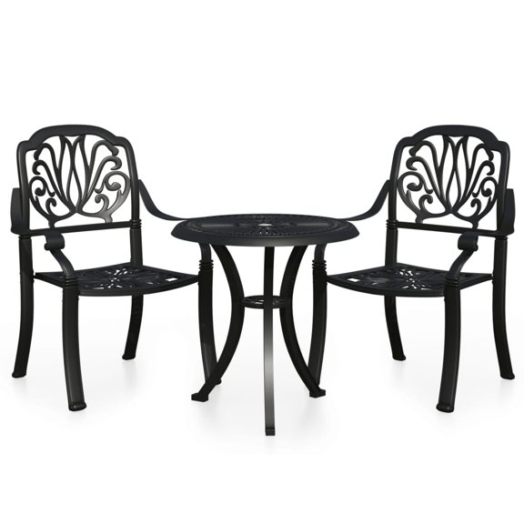 vidaXL Bistro Set Patio Table and Chair Bistro Table 3 Piece Cast Aluminum