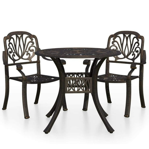 vidaXL Bistro Set Patio Table and Chair Bistro Table Outdoor Cast Aluminum