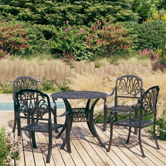 vidaXL Bistro Set Patio Table and Chair Bistro Table Outdoor Cast Aluminum