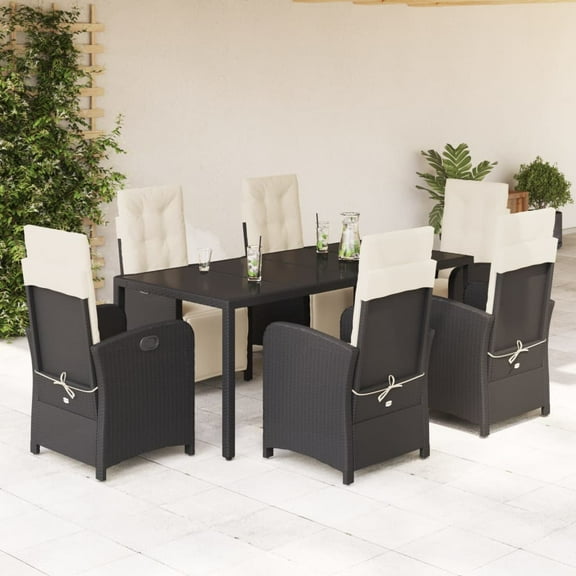 vidaXL Bistro Set with Cushions Table and Chair Garden Furniture Poly Rattan