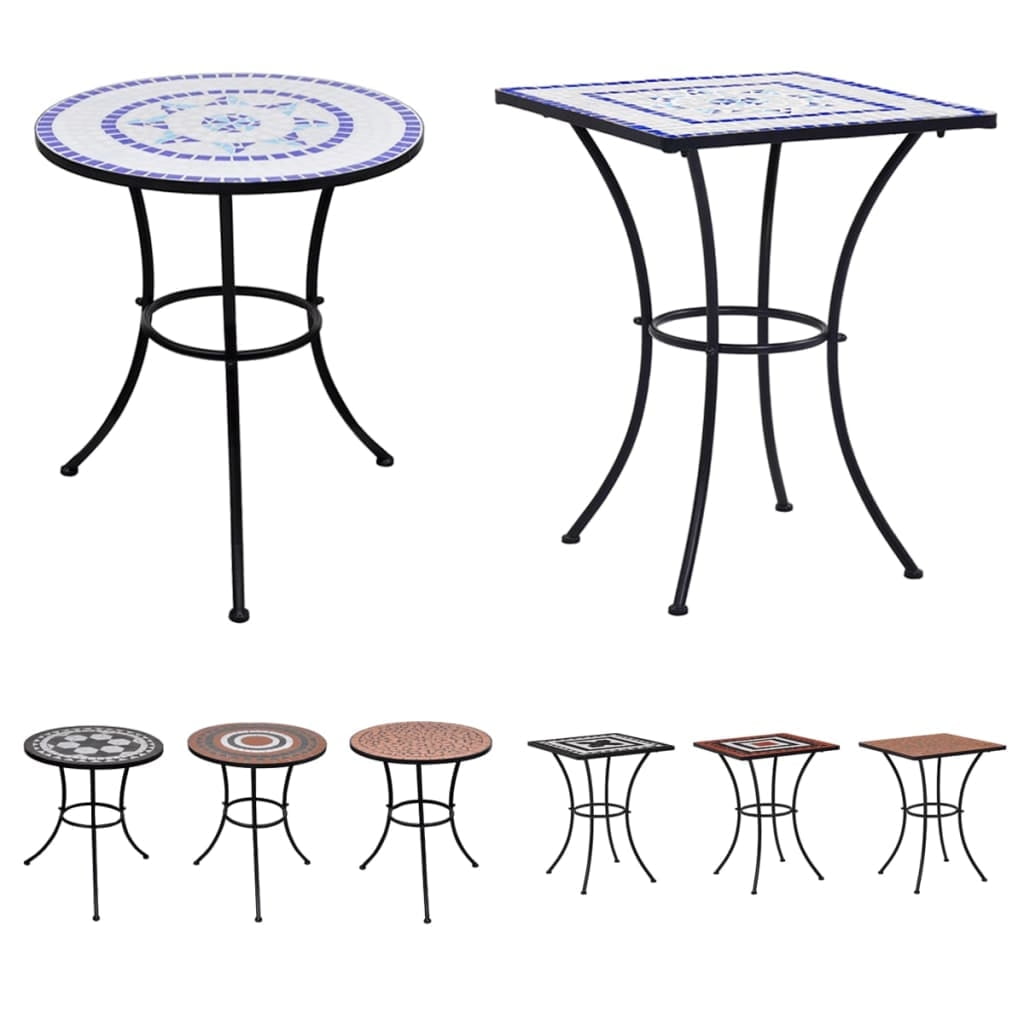 Terracotta 23.6" Mosaic Bistro Table with Powder-Coated Iron Frame