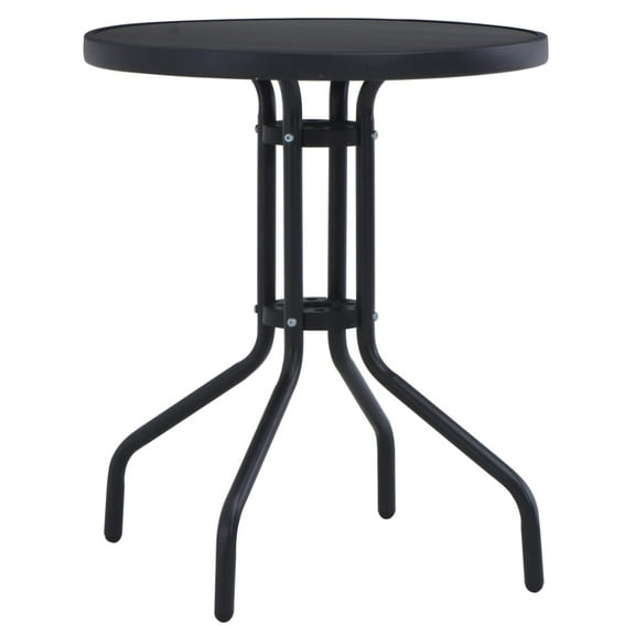 vidaXL Bistro Table Outdoor Side Table with Glass Top Garden Furniture Steel