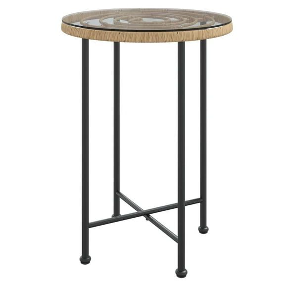 vidaXL Bistro Table Patio Table with Rattan Look Garden Outdoor Side Table Steel
