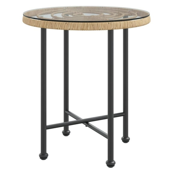 vidaXL Bistro Table Patio Table with Rattan Look Garden Outdoor Side Table Steel
