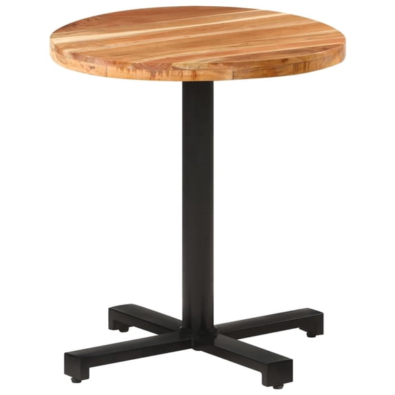 vidaXL 27.6" Iron Solid Acacia Wood Round Outdoor Bistro Table, Natural