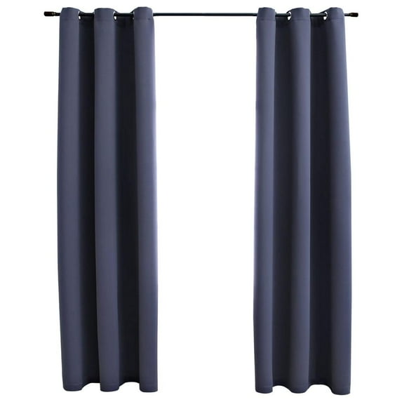 vidaXL Blackout Curtains with Rings 2 pcs Anthracite 37"x63" Fabric, 134840
