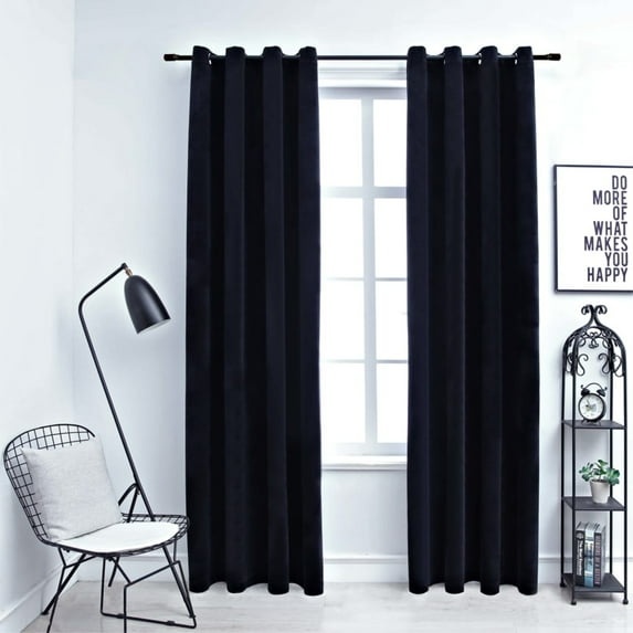 vidaXL Blackout Curtains with Rings 2 pcs Black 54"x84" Velvet