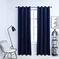 thumbnail image 1 of vidaXL Blackout Curtains with Rings 2 pcs Navy Blue 54"x84" Velvet, 1 of 30