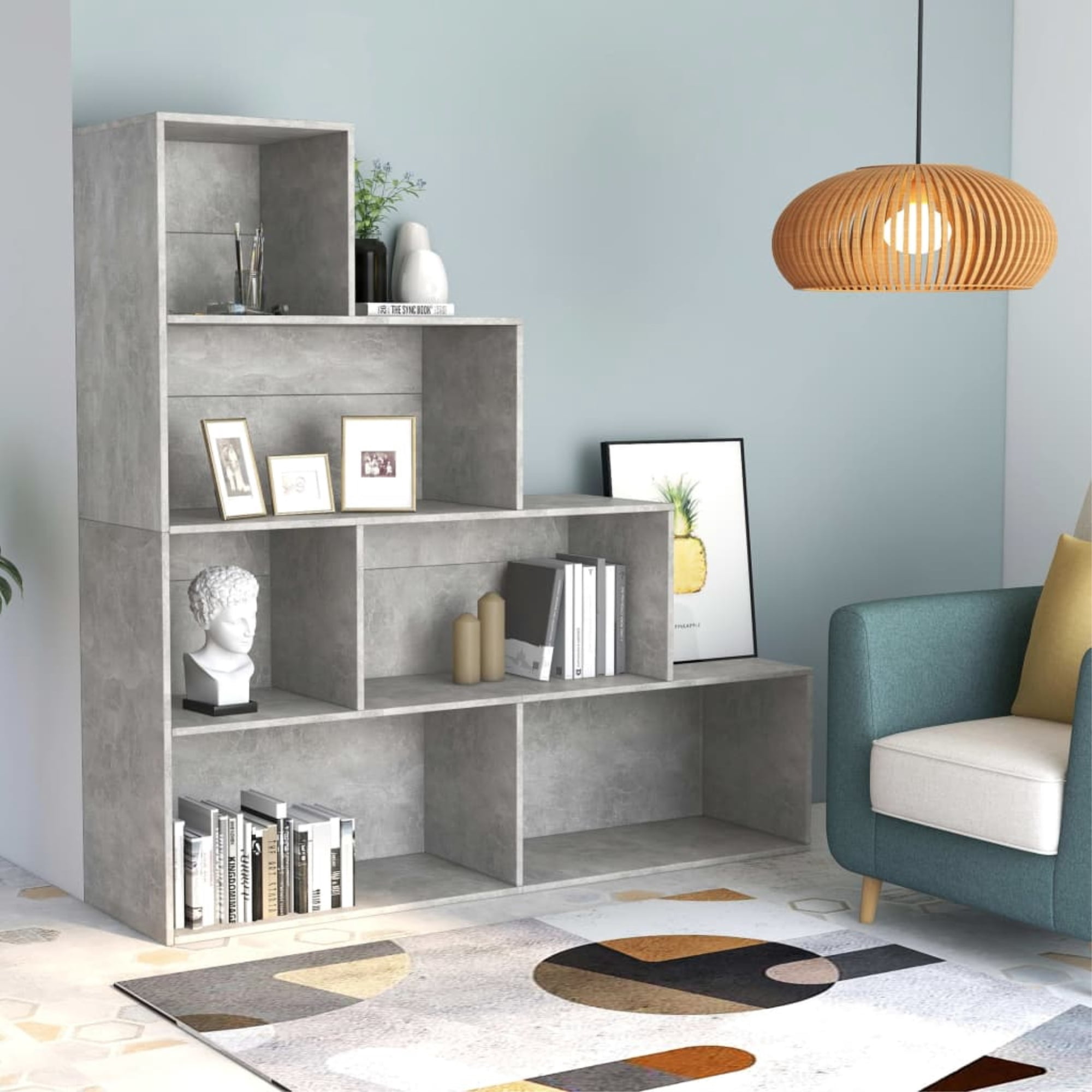 vidaXL Book Cabinet/Room Divider Chipboard Display Storage Rack Multi ...
