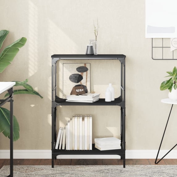 vidaXL Bookcase Modern 3-Shelf Black Engineered Wood