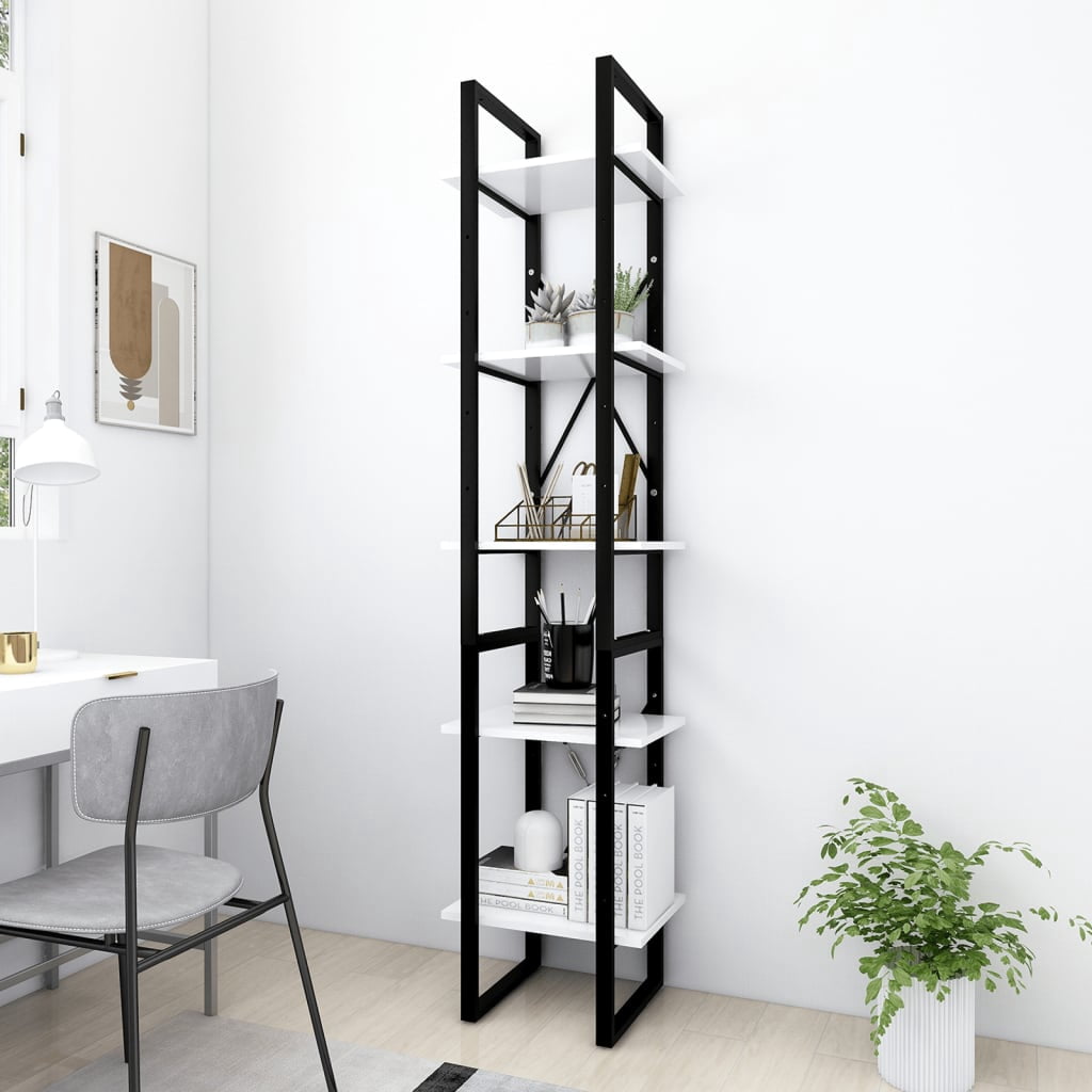 vidaXL Bookshelf 5-Tier Bookcase Book Rack Standing Shelves Engineered ...