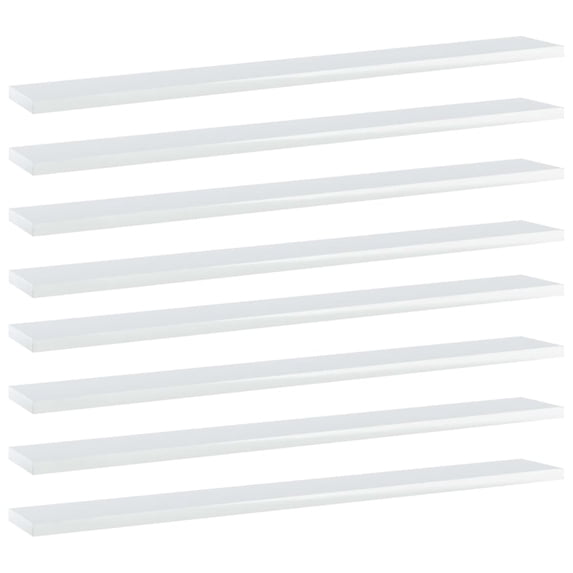 vidaXL Bookshelf Boards 8 pcs High Gloss White 31.5"x3.9"x0.6" Chipboard