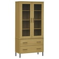 thumbnail image 1 of vidaXL Bookshelf Book Cabinet with Metal Legs Storage Cabinet OSLO Solid Wood, 1 of 6