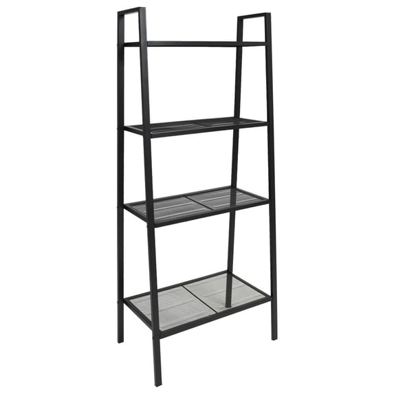 vidaXL Bookshelf Ladder Bookcase Plant Display Shelving Unit 4 Tiers Metal
