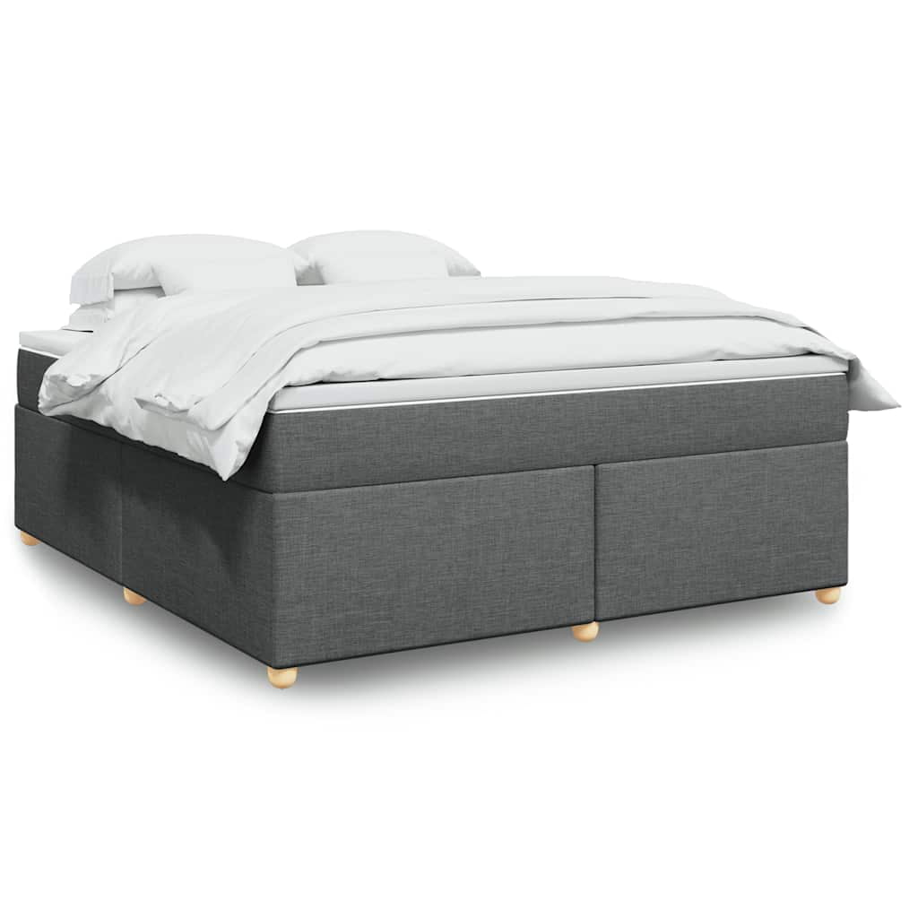 vidaXL Box Spring Bed with Mattress Dark Gray California King Fabric