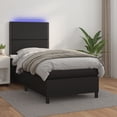 thumbnail image 1 of vidaXL Box Spring Bed with Mattress&LED Black 39.4"x74.8" Twin Faux Leather, 1 of 6