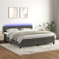 thumbnail image 1 of vidaXL Box Spring Bed with Mattress&LED Dark Gray 72"x83.9" California King Velvet, 1 of 8