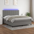 thumbnail image 1 of vidaXL Box Spring Bed with Mattress&LED Dark Gray 72"x83.9" California King Fabric, 1 of 6
